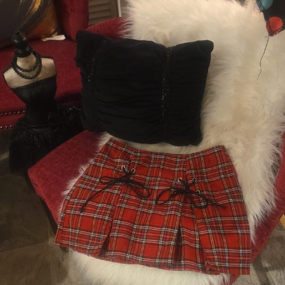 Y2K Goth Plaid Skirt Or, Punk, Schoolgirl XS